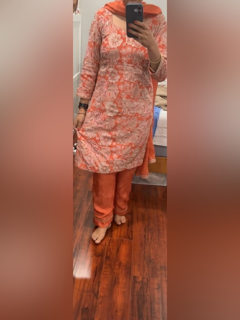 Women's Coral Embroidered Palazzo Pants Set - Stylish Ethnic Wear